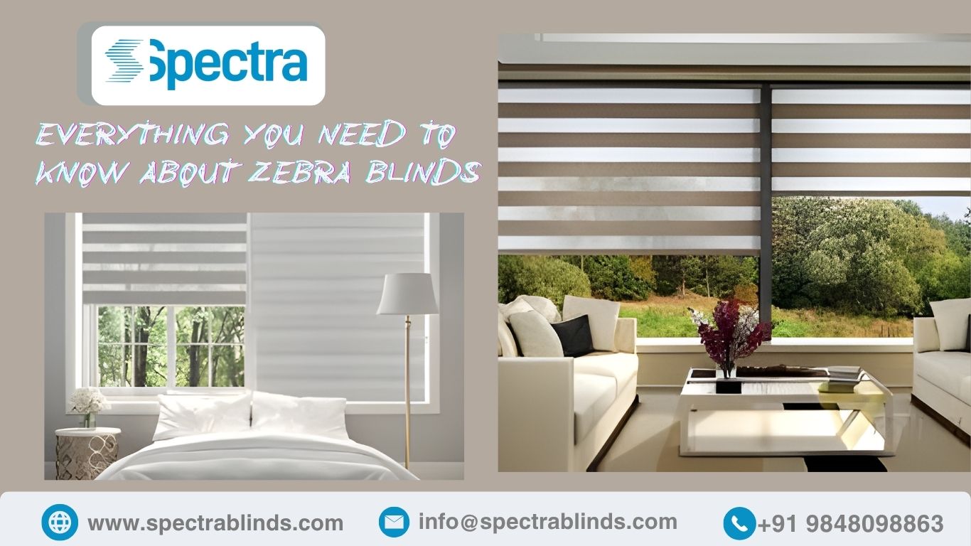 Modern zebra blinds installed in a living room offering natural light and privacy.