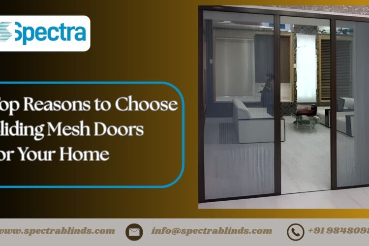 Modern sliding mesh door installed on a balcony entrance for natural ventilation and insect protection.