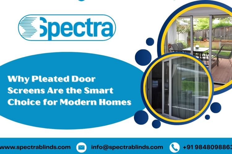 Modern living room with pleated door screens – elegant mosquito protection solution.