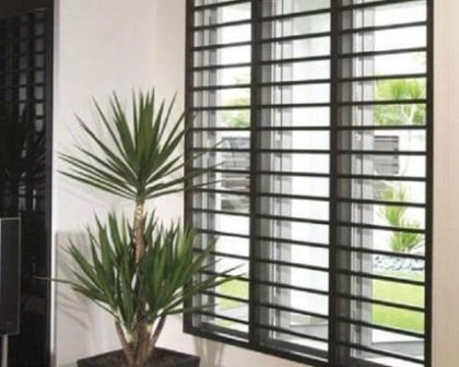 Black horizontal window security grilles