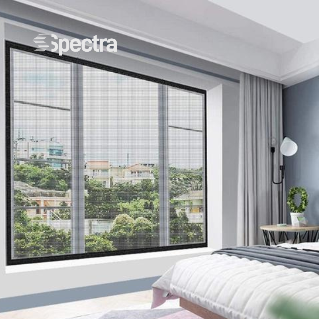 Mesh screen installed on a bedroom window